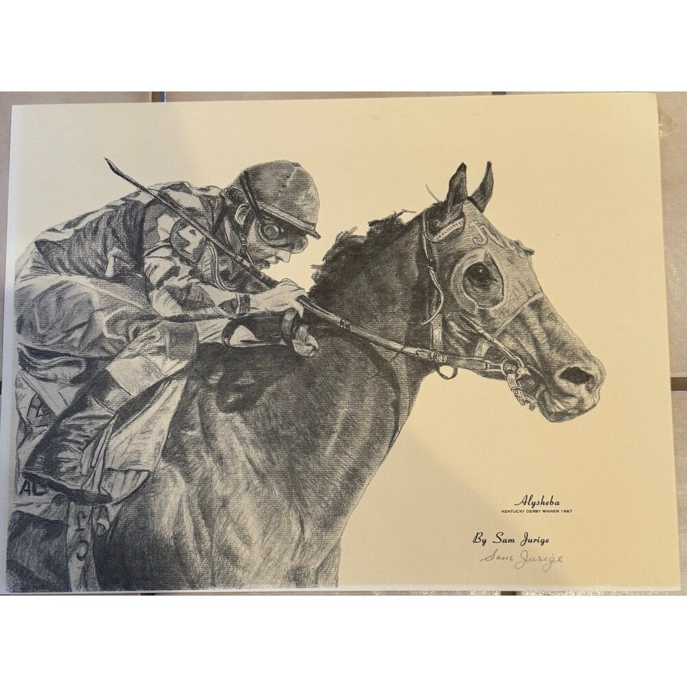 Alysheba 1987 Kentucky Derby Winner Sam Jurige Horse Racing Print 11x15